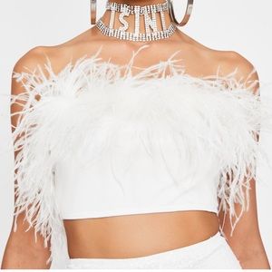 Strapless Feather Crop